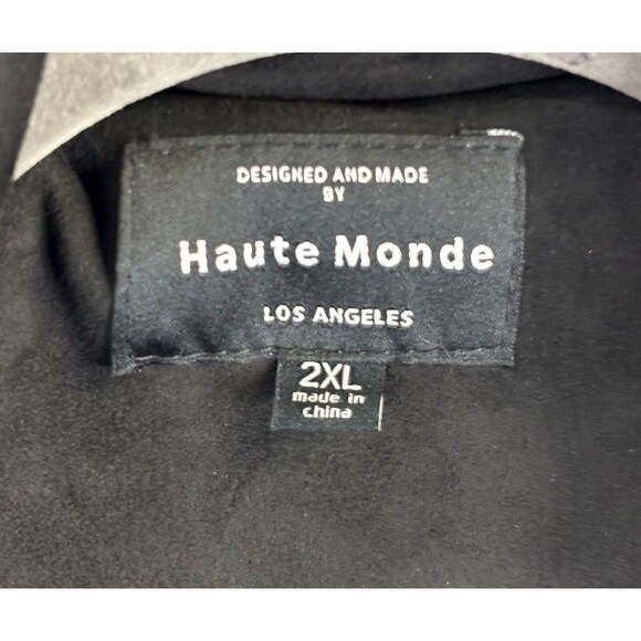 Haute Monde Black Faux Suede Moto Jacket Open Front Coat SOFT Curvy Plus Size 2X - Picture 6 of 8